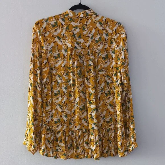 ANTHROPOLOGIE MAEVE Janie rabbit print blouse with peplum and lace - Picture 5 of 16